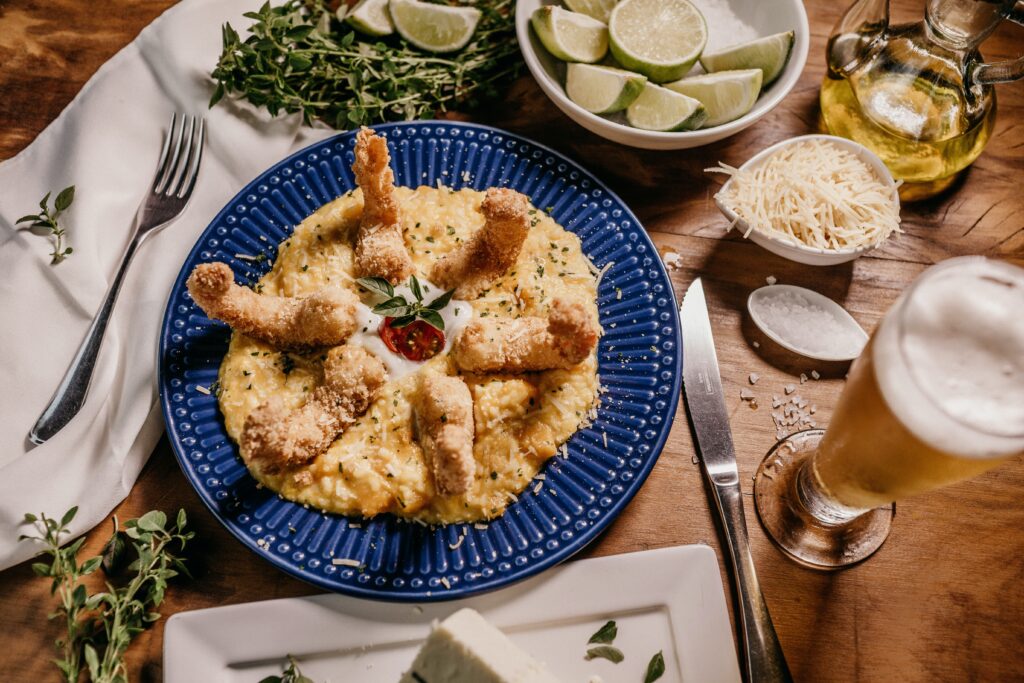 A bunch of food sitting on a tableDescription automatically generated